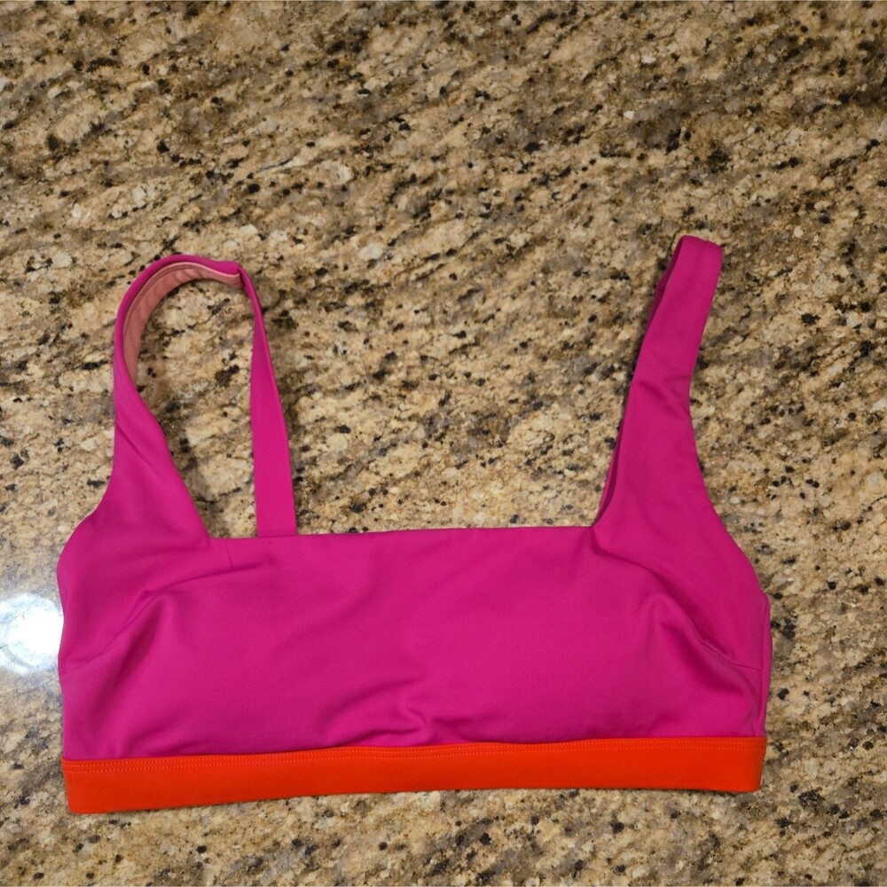 Boden Bikini Top Swimsuit Womens size 8 Pink Colorblock Wide Strap